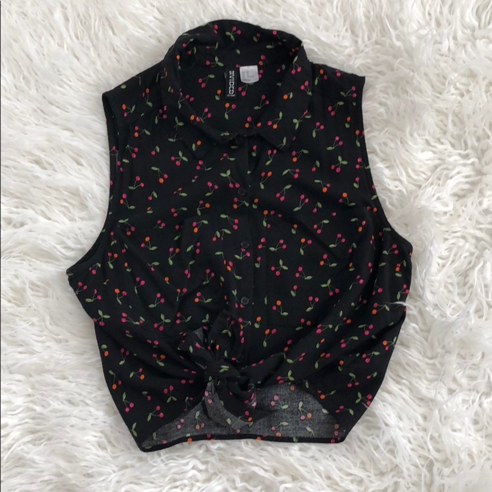 Sleeveless cherry top